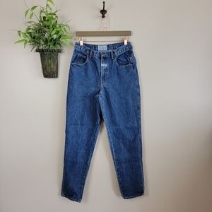 Forenza 2 Vintage 80s High Rise Dark Stone Wash Tapered Leg Mom Jeans USA Made